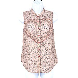 Modcloth Sweet and Smart sleeveless floral heart blouse blush pink Size XS